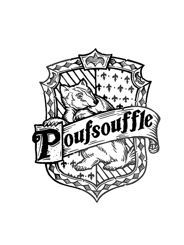 Coloriage a imprimer blason poufsouffle gratuit et colorier